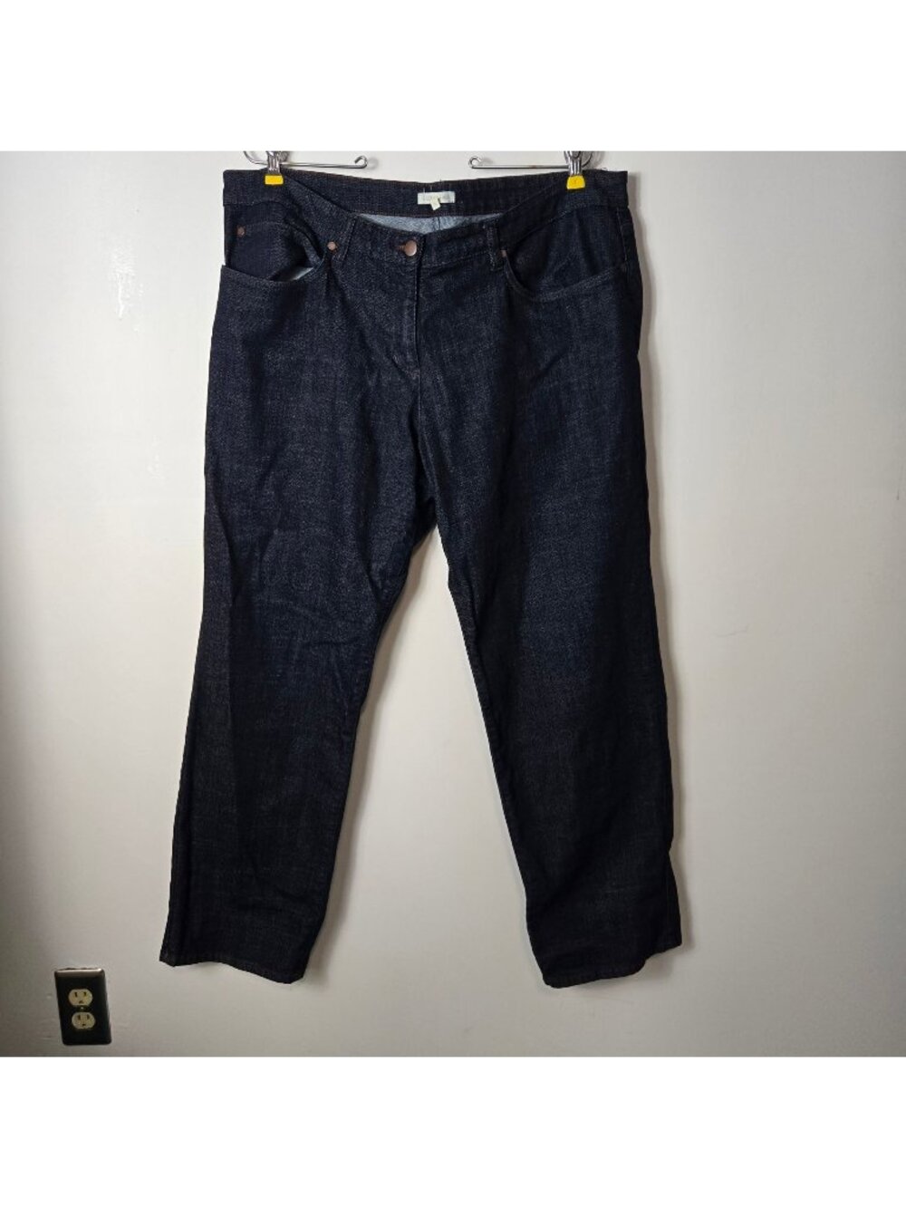 Eileen Fisher Dark Wash Straight Leg Stretchy Trouser Jeans Size XL Women's